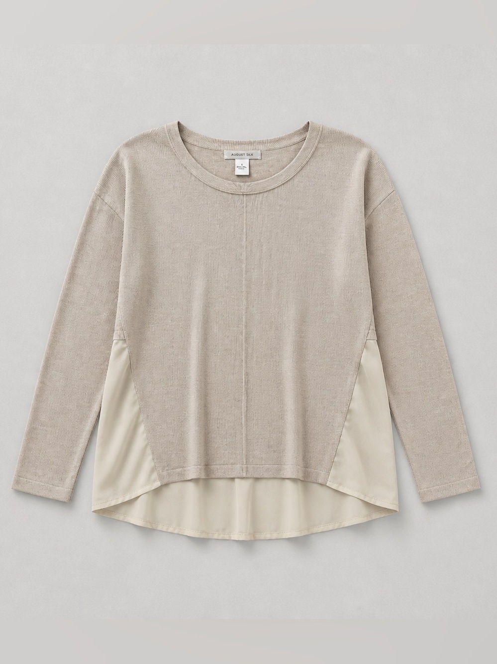 august silk Beige Crewneck Layered Pullover Sweater